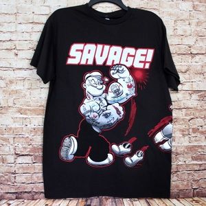 Popeye | Black Knockout “Savage” Graphic Tee